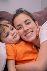 Caucasian mother male child happy