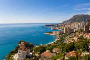 Fototapeta na wymiar Vue sur Monaco depuis Roquebrune Cap Martin