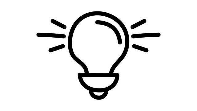 bulb Idea icon animation. light bulb Motion graphics 4k video motion illustration sign. Outline doodle style alpha channel.