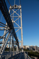 Fototapeta na wymiar Prédios de Florianópolis com a torre da Ponte Hercílio Luz, Santa Catarina, Brasil, florianopolis