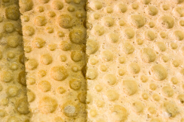 diabetic diet crunches - crispy waffle crispbread from wheat, texture
