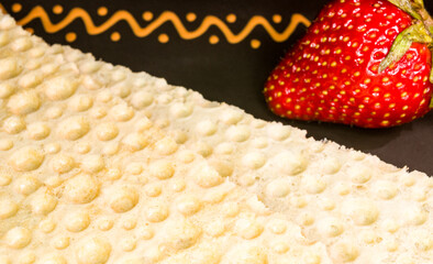 fresh strawberry and diabetic diet crunches - crispy waffle crispbread from wheat, texture