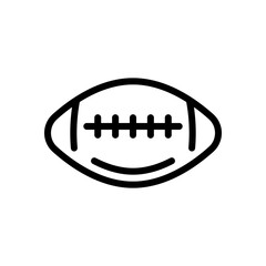 American football, rugby ball, sport logo. Black linear icon with editable stroke on white background