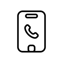 Mobile phone, cellphone, simple icon. Black linear icon with editable stroke on white background