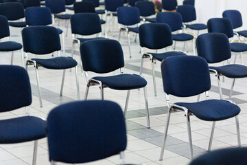 empty chairs are placed at a safe distance, a safe distance for viral diseases
