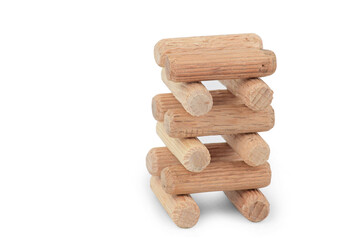 Set of wooden dowels laid in the form of a well