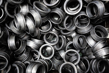 Texture background, round metal rings blanks for bearings