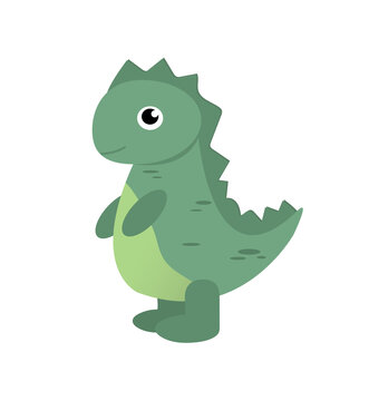 Cute dinosaur illustration on a white background. Cartoon character. Vector illustration with dinosaur for cards, case, textile, invitation, banners etc.