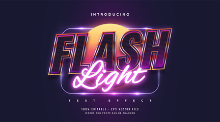 Fototapeta Flash Light Text Style with Colorful and Glowing Neon Effect. Editable Text Style Effect obraz