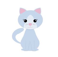 Cute cat illustration on a white background. Cartoon character. Vector illustration with cat for cards, case, textile, invitation, banners etc.