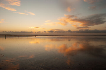 Naklejka na ściany i meble Sunset at beach in County Down, Northern Ireland
