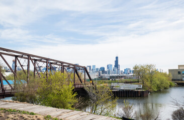 Chicago city skyline from a distance