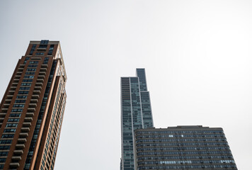 Tall condo and apartment buildings in Chicago South Loop