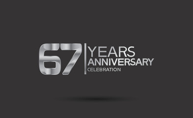 67 years anniversary logotype with silver color isolated on black background. vector can be use for company celebration purpose