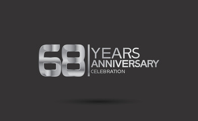 68 years anniversary logotype with silver color isolated on black background. vector can be use for company celebration purpose