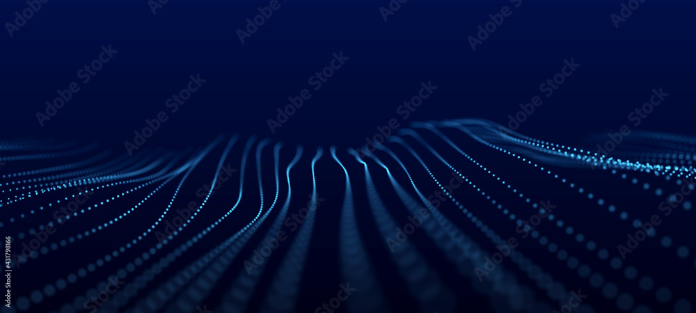 Poster Futuristic background of dynamic wave. Big data. Abstract background 3d rendering. 4k.