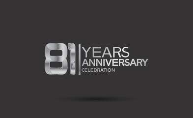81 years anniversary logotype with silver color isolated on black background. vector can be use for company celebration purpose