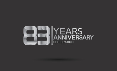 83 years anniversary logotype with silver color isolated on black background. vector can be use for company celebration purpose