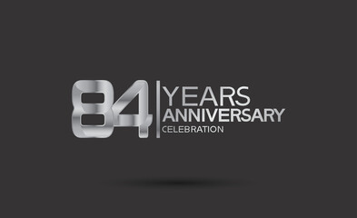 84 years anniversary logotype with silver color isolated on black background. vector can be use for company celebration purpose