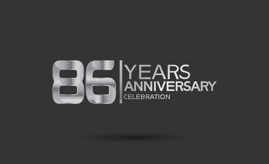 86 years anniversary logotype with silver color isolated on black background. vector can be use for company celebration purpose