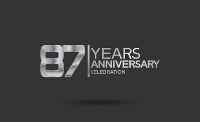 87 years anniversary logotype with silver color isolated on black background. vector can be use for company celebration purpose