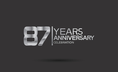 87 years anniversary logotype with silver color isolated on black background. vector can be use for company celebration purpose