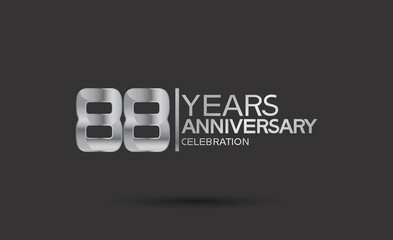 88 years anniversary logotype with silver color isolated on black background. vector can be use for company celebration purpose