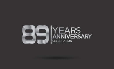 89 years anniversary logotype with silver color isolated on black background. vector can be use for company celebration purpose