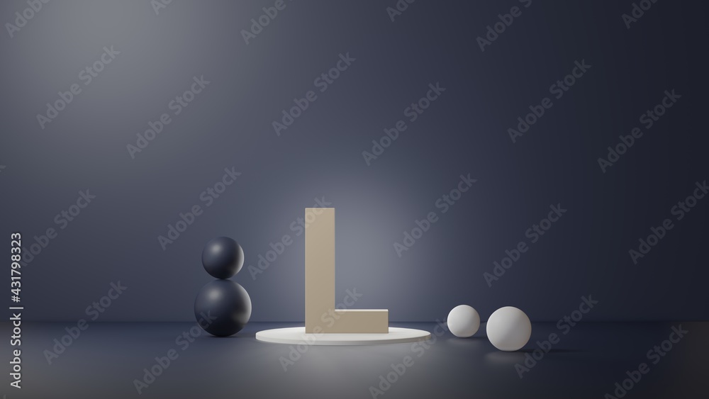 Fototapete l lettering in photo realistic rendering. 3d illustration alphabet with copy space. decoration eleme