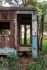 Fototapeta na wymiar old wagon disabled rusty in the interior of brazil