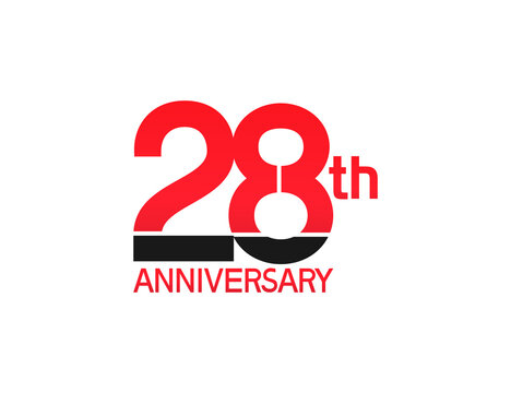 28 years anniversary logotype with black and red combination color isolated on white background. vector can be use for company celebration purpose