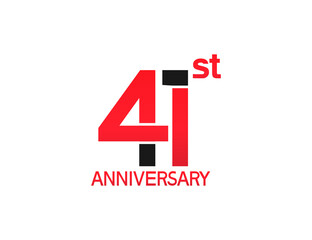 41 years anniversary logotype with black and red combination color isolated on white background. vector for template party and company celebration