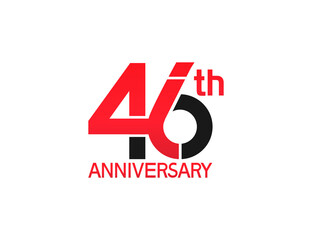46 years anniversary logotype with black and red combination color isolated on white background. vector for template party and company celebration
