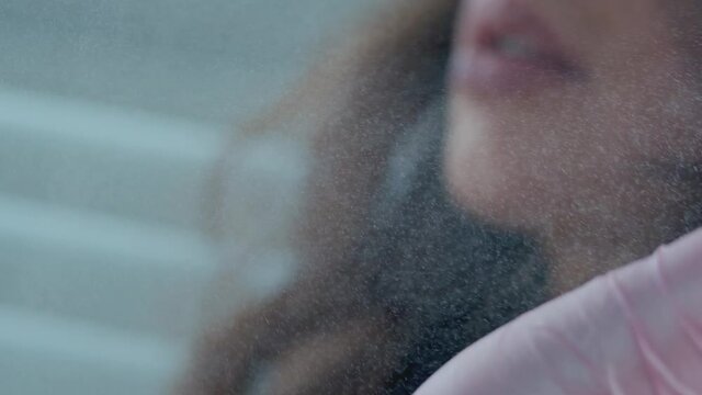 beauty salon water sprayer close-up video