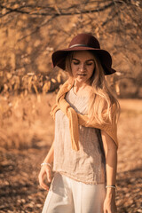 Obraz premium A beautiful young girl. Portrait in the forest