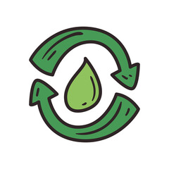 recycle arrows with water drop