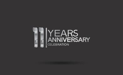 11 years anniversary logotype with silver color isolated on black background. vector for template party and company celebration