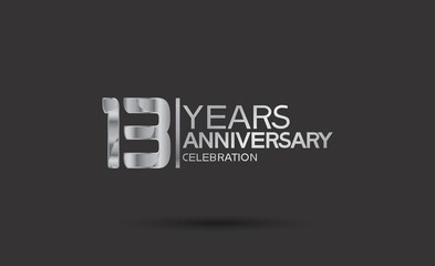 13 years anniversary logotype with silver color isolated on black background. vector for template party and company celebration