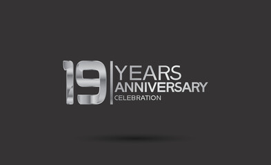 19 years anniversary logotype with silver color isolated on black background. vector for template party and company celebration