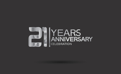 21 years anniversary logotype with silver color isolated on black background. vector for template party and company celebration