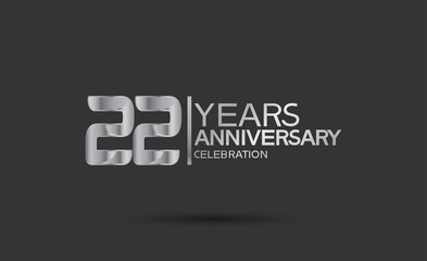 22 years anniversary logotype with silver color isolated on black background. vector for template party and company celebration