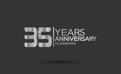 35 years anniversary logotype with silver color isolated on black background. vector for template party and company celebration