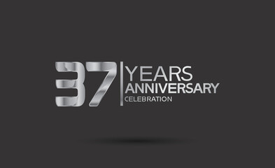 37 years anniversary logotype with silver color isolated on black background. vector for template party and company celebration