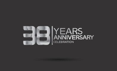 38 years anniversary logotype with silver color isolated on black background. vector for template party and company celebration