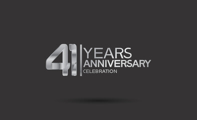 41 years anniversary logotype with silver color isolated on black background. vector for template party and company celebration