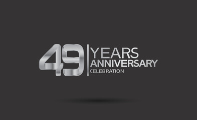 49 years anniversary logotype with silver color isolated on black background. vector for template party and company celebration