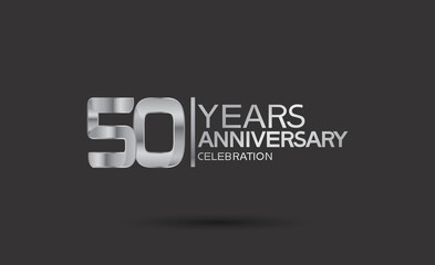 50 years anniversary logotype with silver color isolated on black background. vector for template party and company celebration