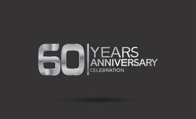 60 years anniversary logotype with silver color isolated on black background. vector for template party and company celebration