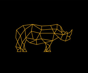 Geometric Line Art Style of Rhino logo design vector illustration