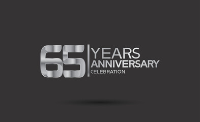 65 years anniversary logotype with silver color isolated on black background. vector for template party and company celebration
